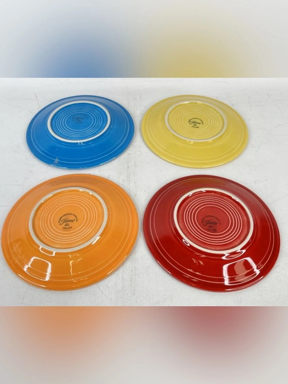 Homer Laughlin Fiesta Bright Ceramic Plates in Red, Orange, Yellow & Blue (8)